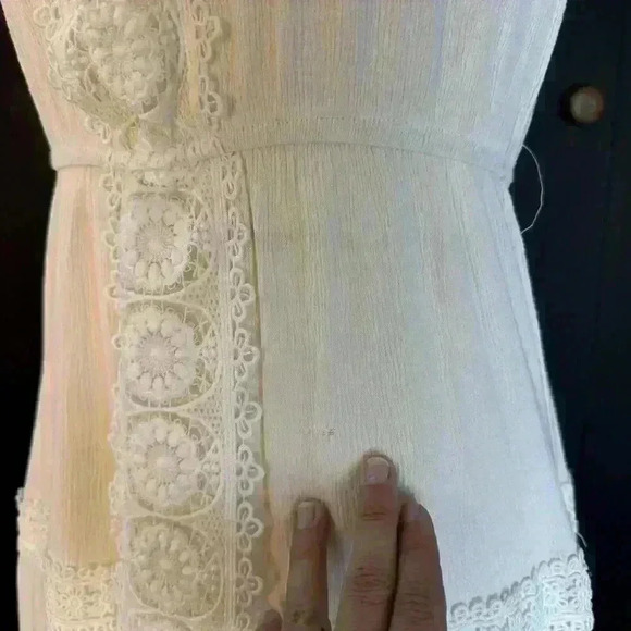 Justily Maxi Dress Women Size M White Lined Vacation Island Beach Swim Strapless - Picture 4 of 14